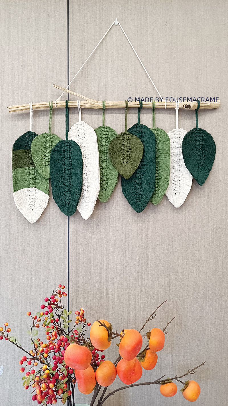 Eco-friendly High quality pretty blue green leaf shape decor macrame wall decor xl macrame wall hanging tapestry