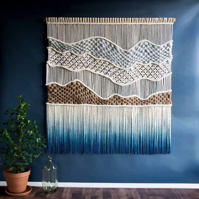 Home wall decor cotton hooks colorful macrame wall hanging tapestry large macrame wall hanging