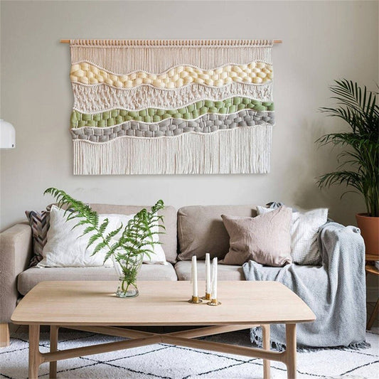 Nordic Eco-friendly colour Tassel Tapestry macrame Wall hanging  for Background wall decoration