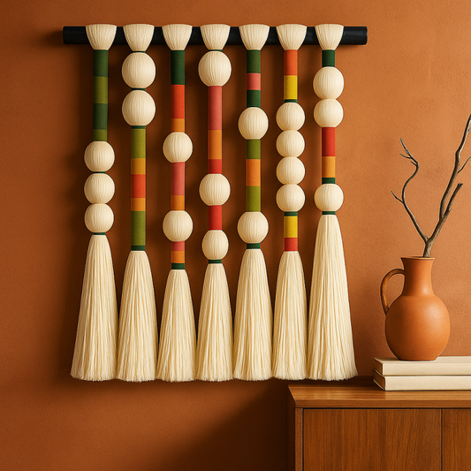 Boho Chic Pastel Colored Cotton Rope Macramé Wall Hanging for Kids' Room Decor