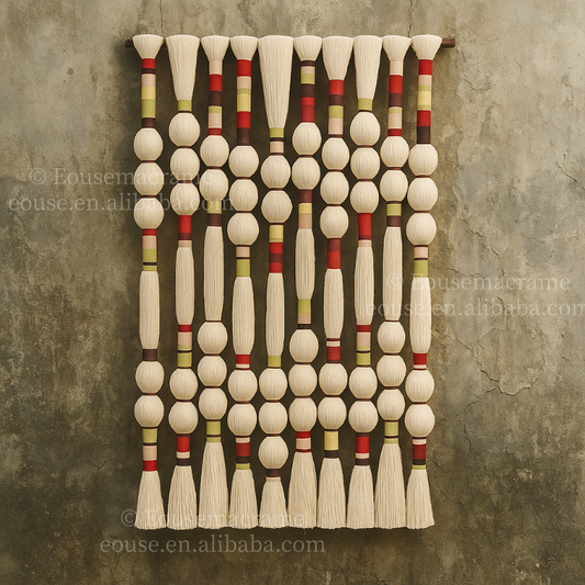 Luxury Macrame Wall Hanging Tapestry Handmade Polyester Fiber Sphericity Cotton Textile Wall Art Large Art Yarn for Hotel Wedding Backdrop