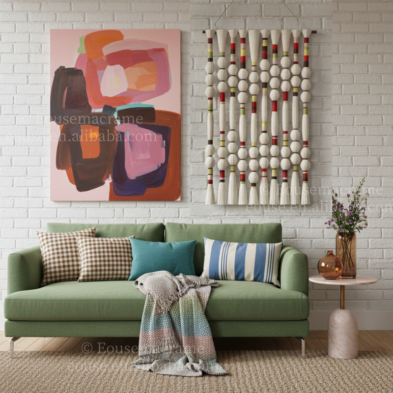 Luxury Macrame Wall Hanging Tapestry Handmade Polyester Fiber Sphericity Cotton Textile Wall Art Large Art Yarn for Hotel Wedding Backdrop