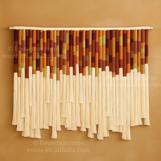 Vibrant Macrame Wall Art Multicolor Handmade Hanging Tapestry Boho Decor With Long Tassel for Home Wedding Event Backdrop Commercial Space Decoration