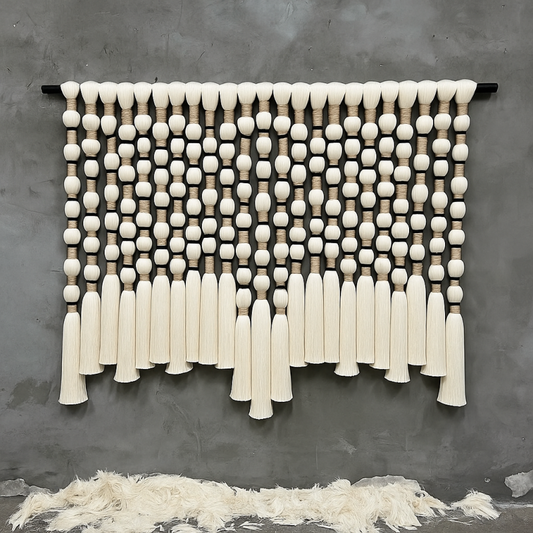 Morocco style Macrame Wall Hanging Cotton Thread Tapestry Horizontal Wall Art Boho decor for hotels Art Installation