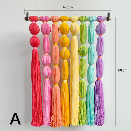 60*80cm Bohemian Blended Yarn Colored Hanging Frame Wall Hanging Art Home Decor Weeding Tapestry Background Luxury