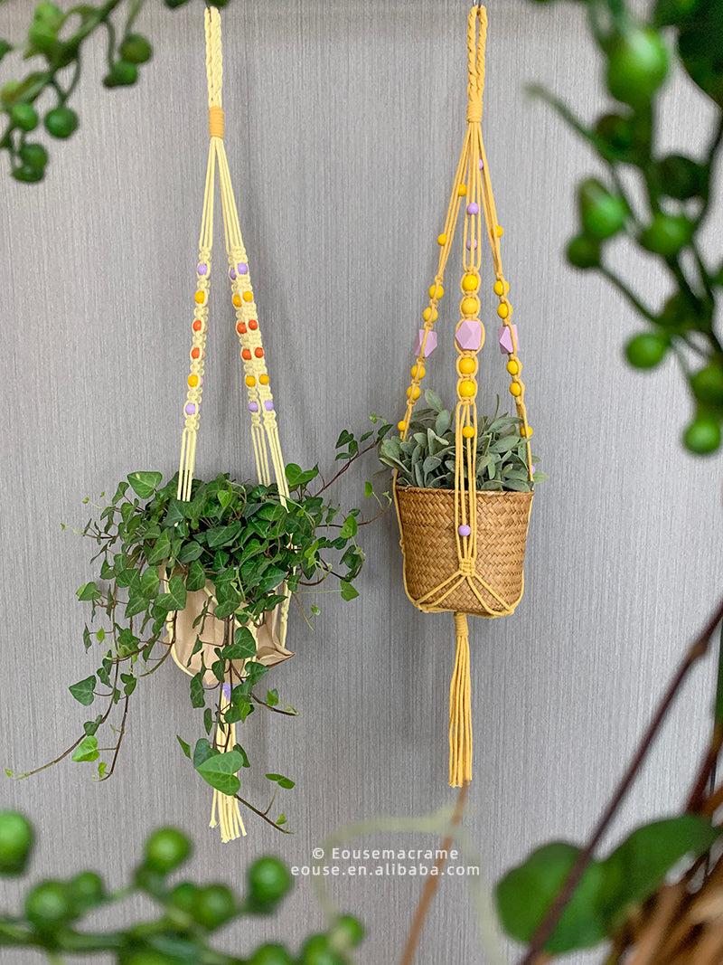 Factory Customization Accepted Macrame Plant Hanger Flower Pot Rack Handmade Bohemian Living Room Home Decor Wholesale