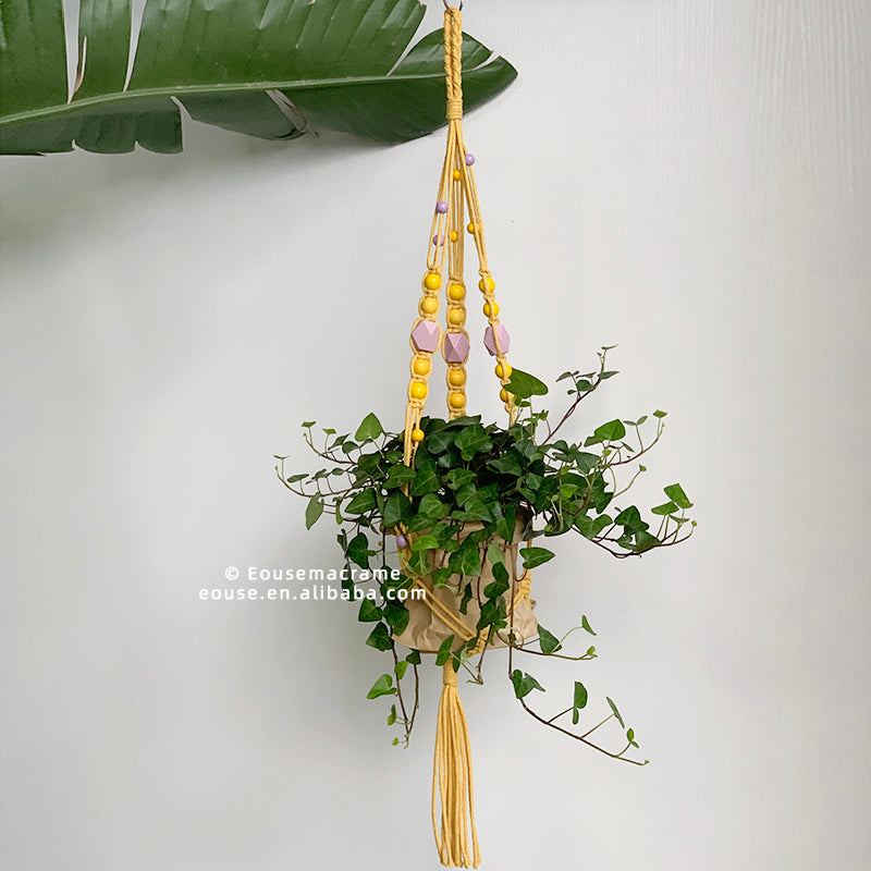 Factory Customization Accepted Macrame Plant Hanger Flower Pot Rack Handmade Bohemian Living Room Home Decor Wholesale