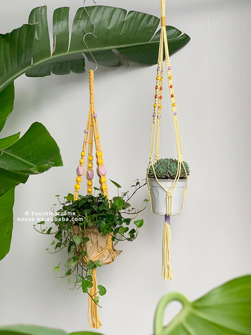 Factory Customization Accepted Macrame Plant Hanger Flower Pot Rack Handmade Bohemian Living Room Home Decor Wholesale