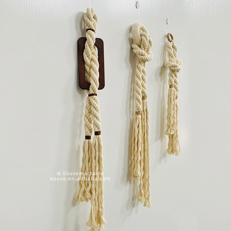 Luxury Commercial Space Macrame Knot Wall Hanging Boho Restaurant Home Decoration Customized Hand Woven Cotton Rope