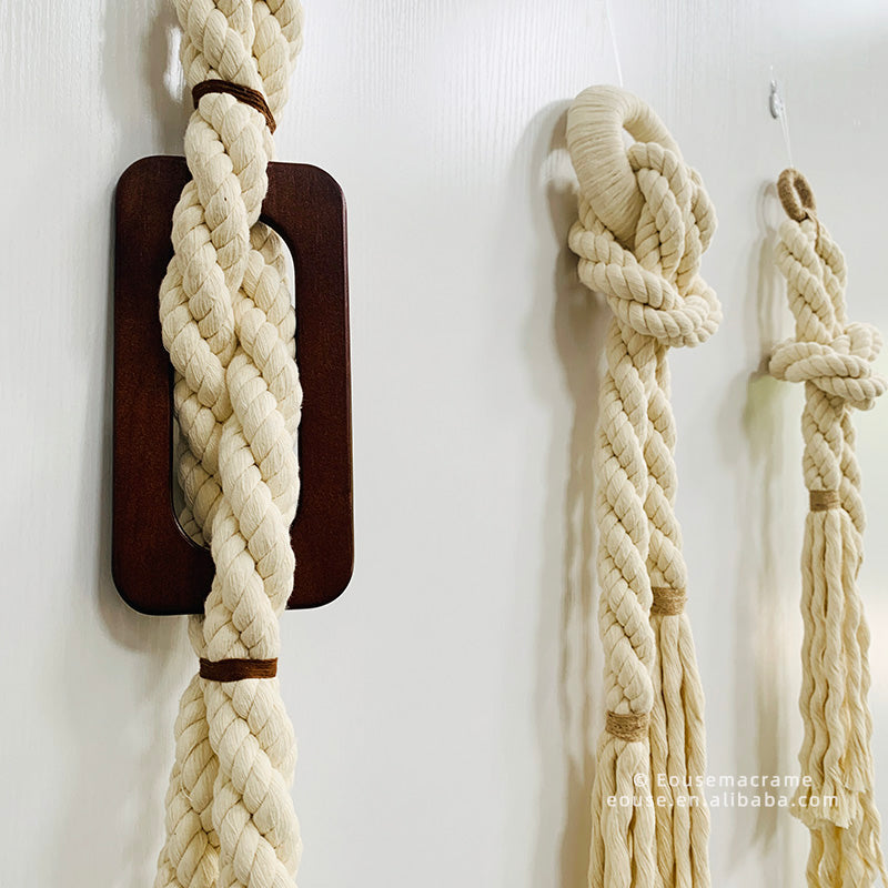 Luxury Commercial Space Macrame Knot Wall Hanging Boho Restaurant Home Decoration Customized Hand Woven Cotton Rope