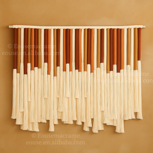 Modern Macrame Wall Fiber Art Large Woven Hanging with Long Tassels Handmade Boho Cotton Rope Decor for Cafe and Background