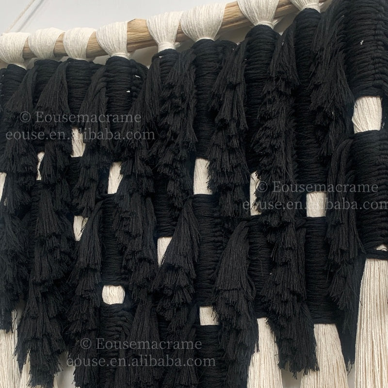 Large Boho Macrame Wall Art Woven Tapestry Handmade Cotton Rope Fringe Hanging for Home Hotel Festival Decoration