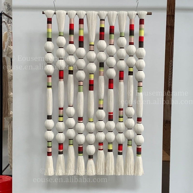 Luxury Macrame Wall Hanging Tapestry Handmade Polyester Fiber Sphericity Cotton Textile Wall Art Large Art Yarn for Hotel Wedding Backdrop