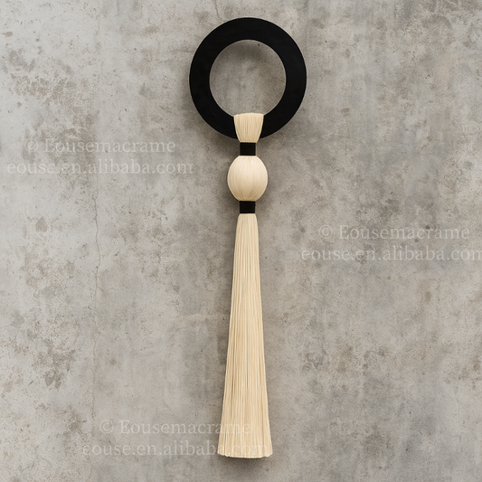 Minimalistic Bohemian Macrame Wall Tapestry Hemp Rope Woven Hanging Art with Long Tassels for Home Hotel Coffee Shop Decor