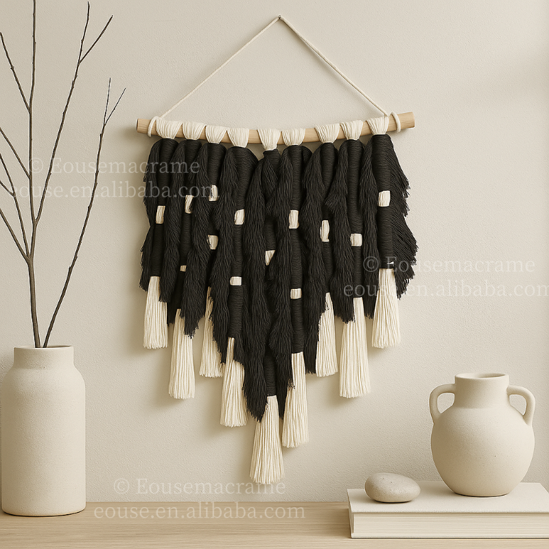 Large Boho Macrame Wall Art Woven Tapestry Handmade Cotton Rope Fringe Hanging for Home Hotel Festival Decoration