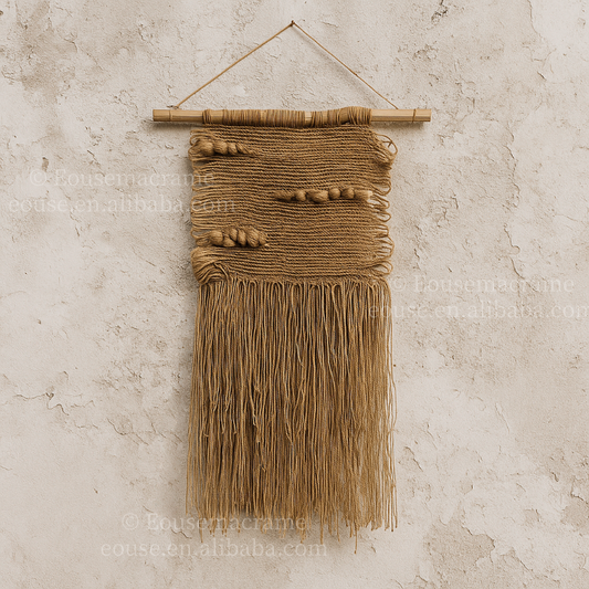 Macrame Wall Tapestry Woven Hemp Rope Hanging Art Handmade Fringe Decor for Boho Home Bedroom Living Room Hotel