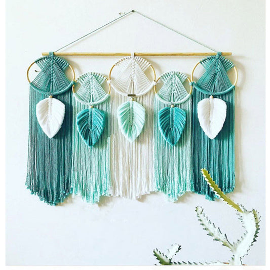 Wall decorations for home decor nordic style boho colored leaf feather wall hanging