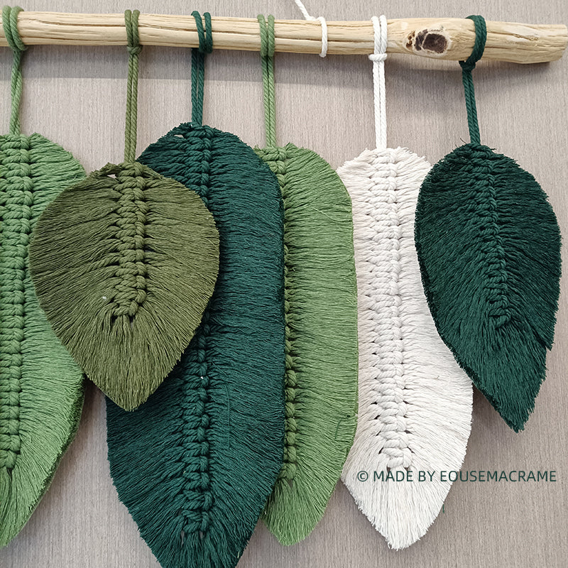 Eco-friendly High quality pretty blue green leaf shape decor macrame wall decor xl macrame wall hanging tapestry