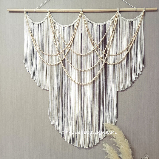 Unique design wall decorations for home wooden beads boho extra large macrame wall hanging tapestry woven wall decor