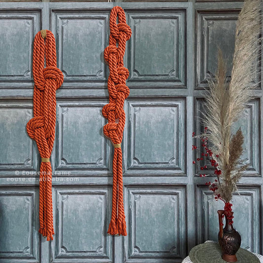 Bohemian Orange Color Macrame Wall Hanging Art Decoration Knotting Living Room Bedroom Cotton Rope Decor with Tassel