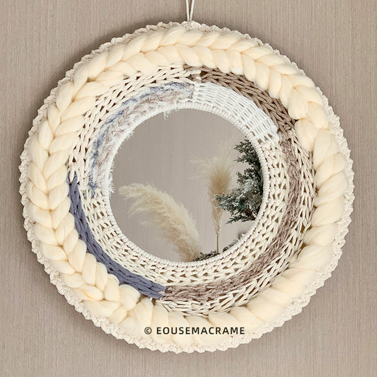 Wall Decormacrame hanging cotton handmade eco-friendly macrame rope mirror