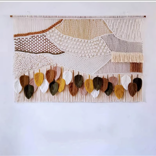 home decor bmidrut tapestry woven boho macrame eco-friendly wall hanging boho decor macrame leaf wall hanging
