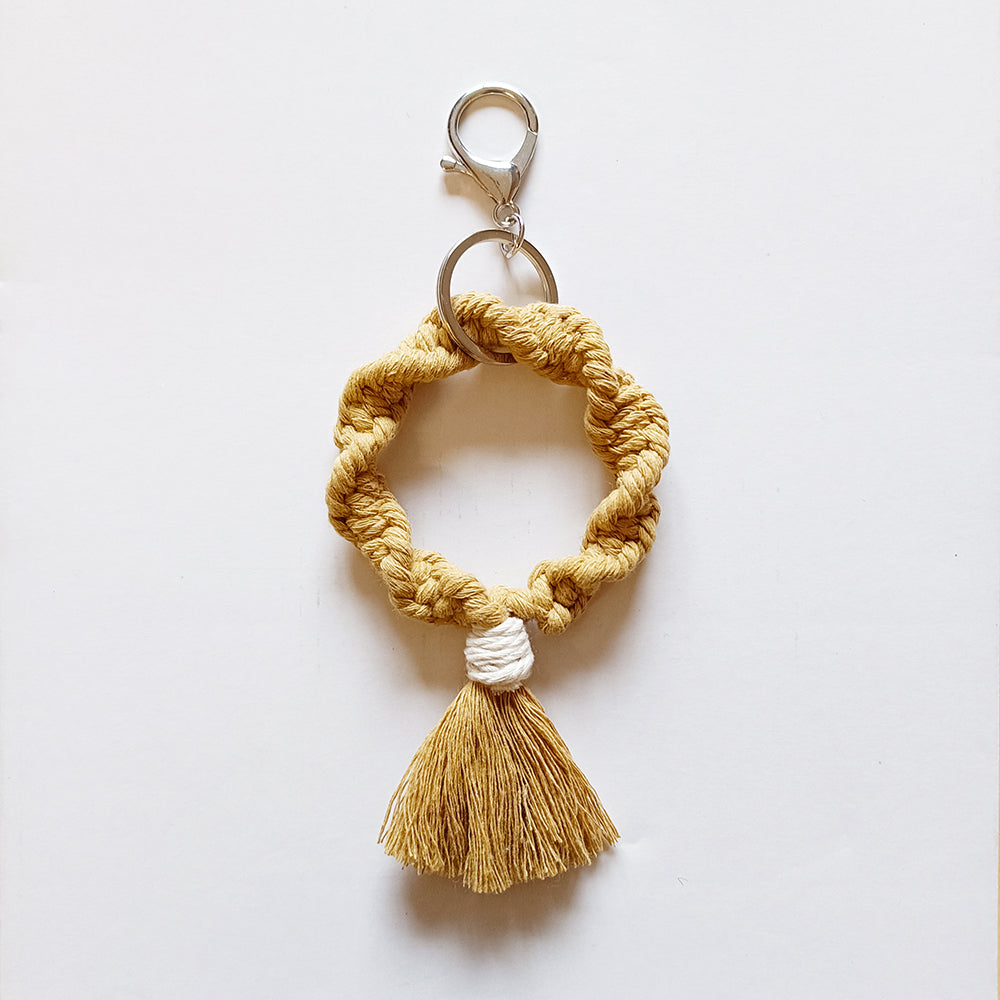 Macrame Keychain New Circle Cute Handmade Cotton Rope Tassel Macrame Keychain
