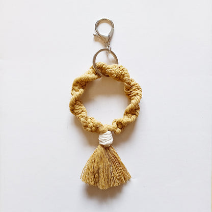 Macrame Keychain New Circle Cute Handmade Cotton Rope Tassel Macrame Keychain