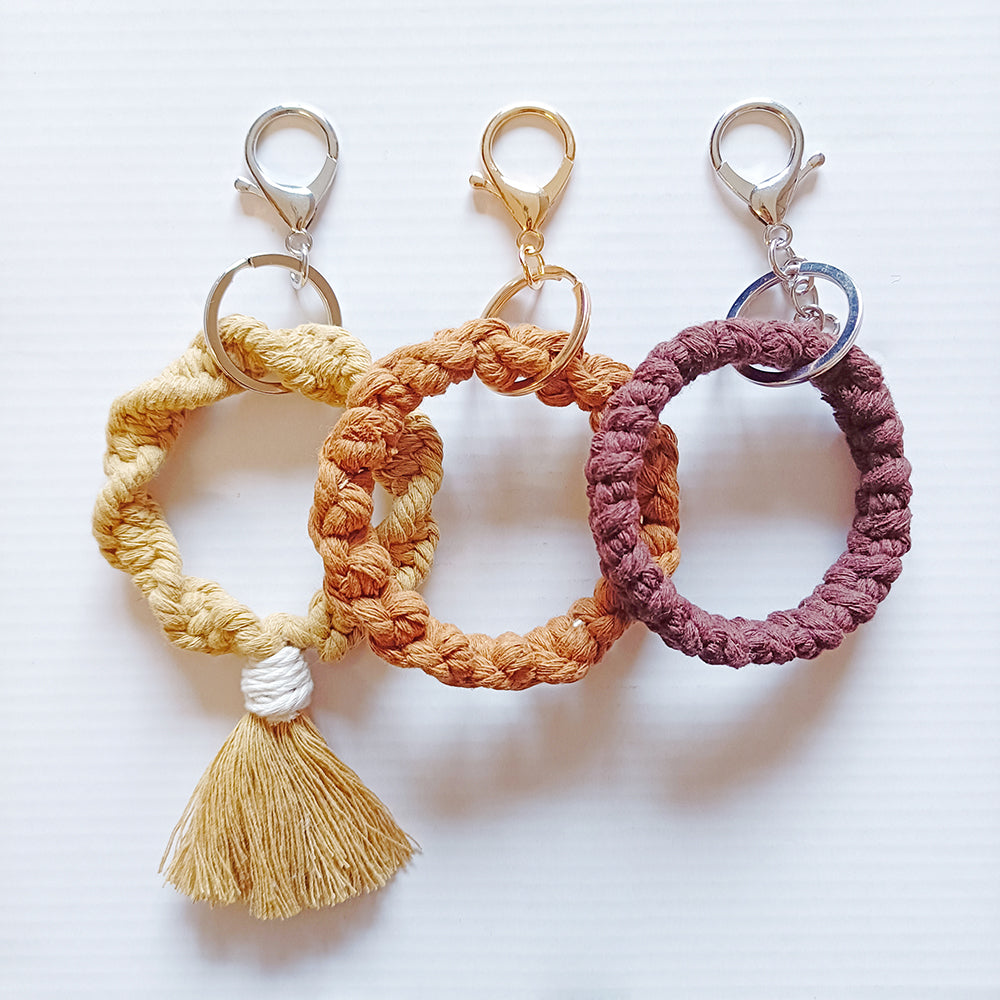 Macrame Keychain New Circle Cute Handmade Cotton Rope Tassel Macrame Keychain